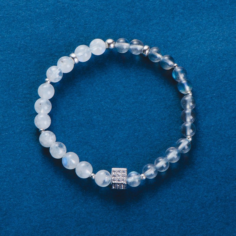 Moonstone, Labradorite, 925 Sterling Silver Gemstone Bracelet - สร้อยข้อมือ - เครื่องเพชรพลอย สีน้ำเงิน