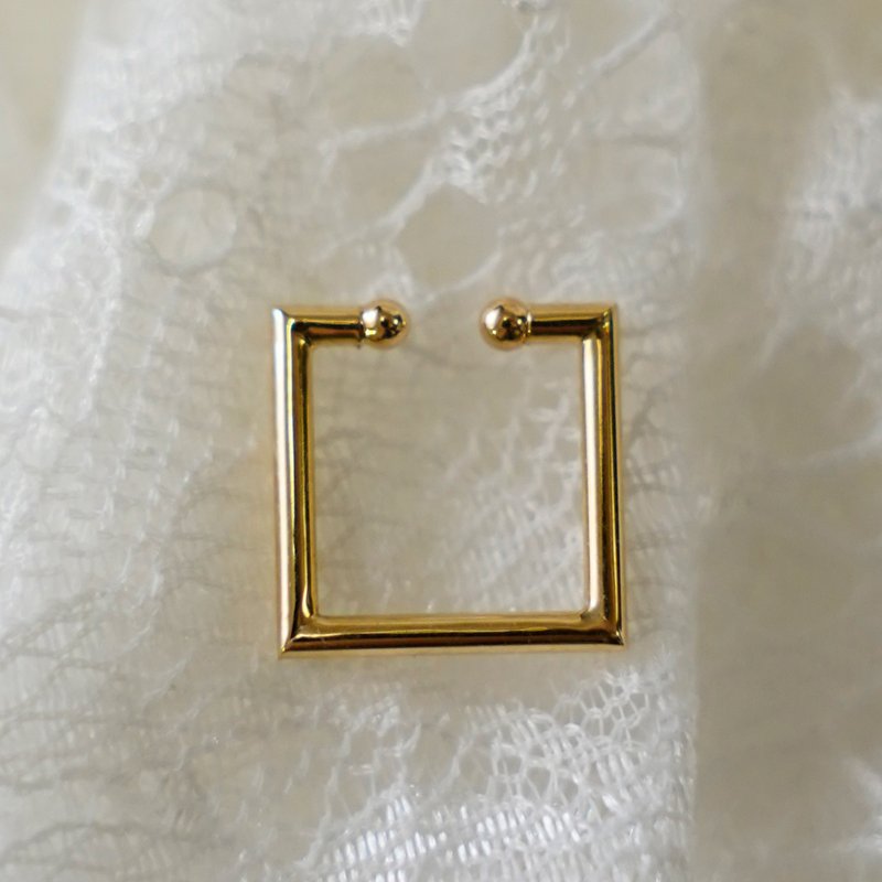 K18YG Square Earcuff - ต่างหู - โลหะ สีทอง