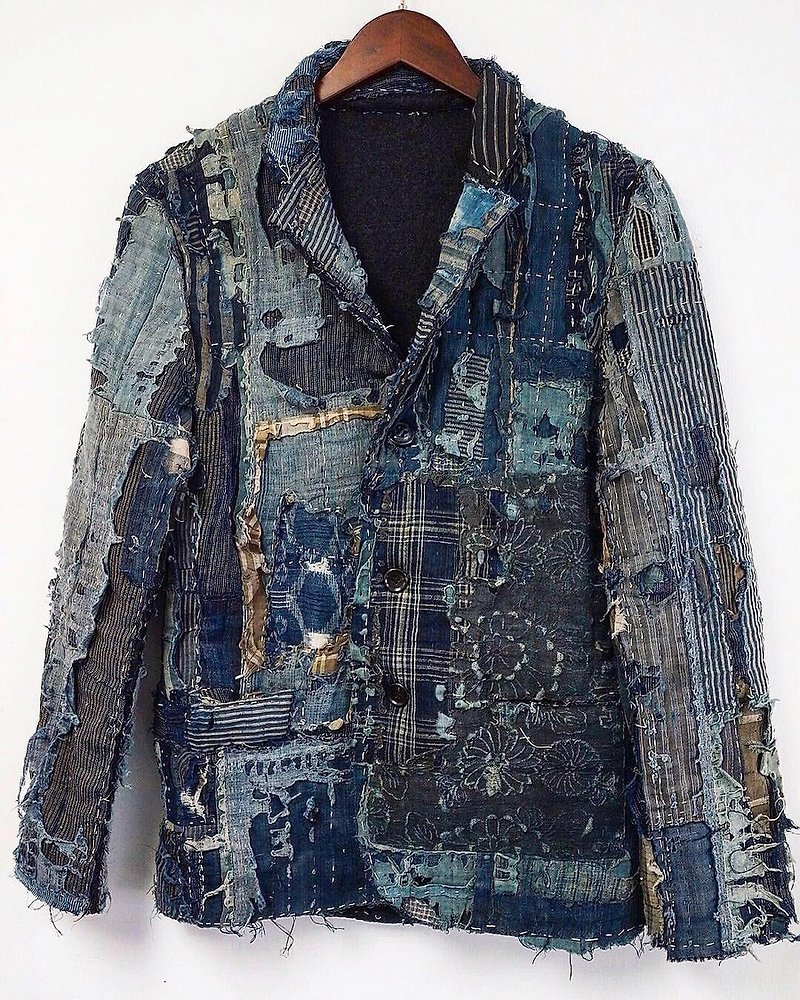 【需訂製】手工製Boro襤褸西裝外套 - 外套/大衣 - 棉．麻 