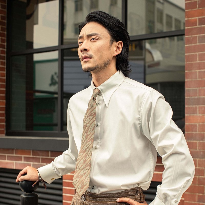 SOARIN英倫復古抗皺紋理商務襯衫(2437C319) - 男襯衫/休閒襯衫 - 棉．麻 白色