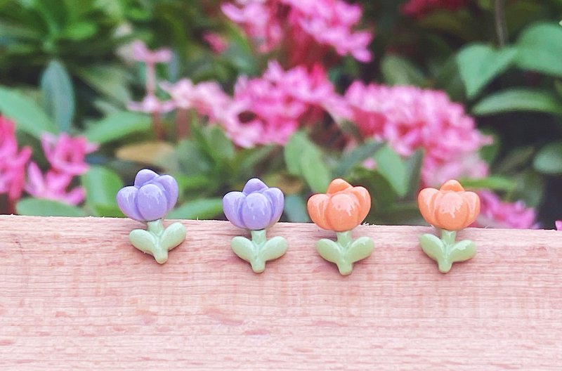 Little flower earrings - ต่างหู - ดินเผา หลากหลายสี