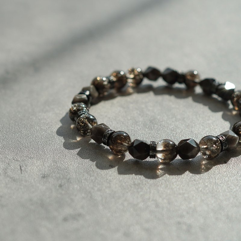 Blackcurrant Super Seven Silver Obsidian 14KGF Bracelet - สร้อยข้อมือ - คริสตัล 