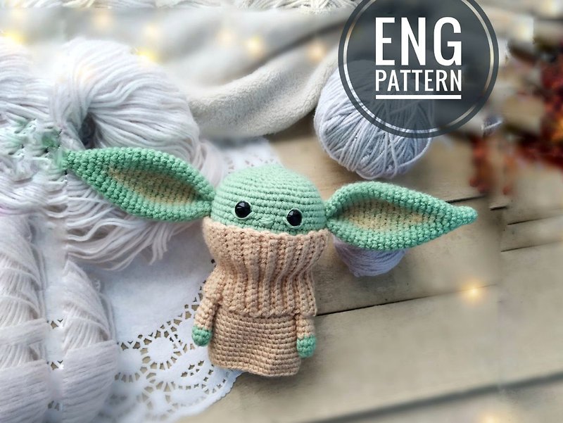 Amigurumi baby alien crochet pattern DIY Amigurumi miniature baby yoda pattern - 線上教學/教學影片 - 其他材質 
