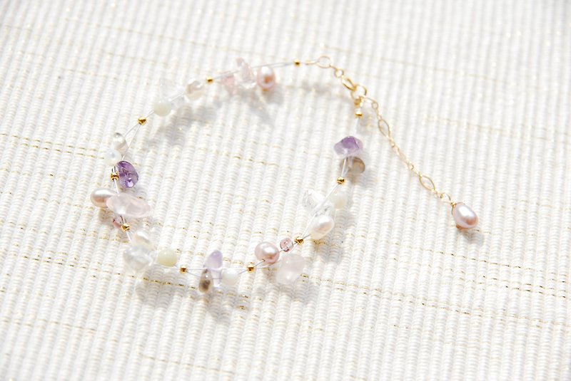 Spring color nylon coated wire bracelet pink system 14 kgf - Bracelets - Stone Pink