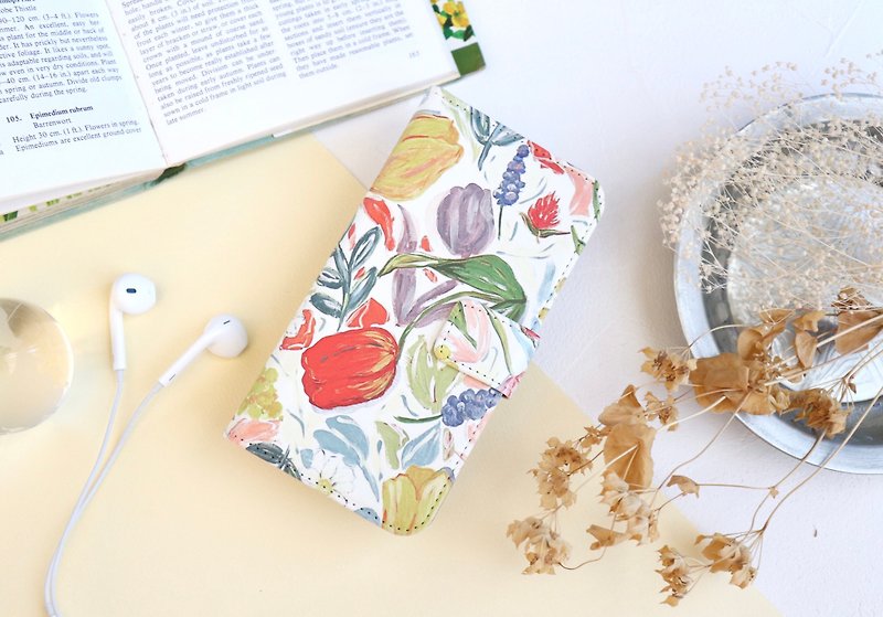 A notebook-type smartphone case that carries art, flowers that herald spring iPh - Phone Cases - Plastic Multicolor