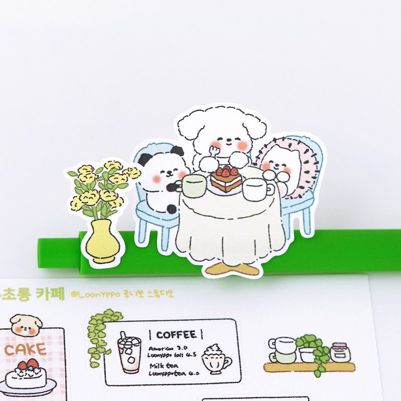 Green cafe sticker - 貼紙 - 紙 