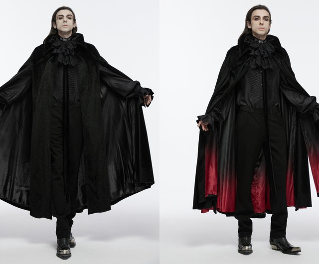 ゴシック ナイト ヴァンパイア アール 模造馬毛マント -ブラック