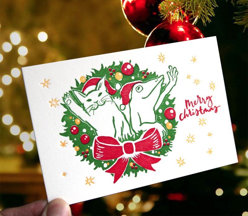 Merry Christmas---Letterpress card - การ์ด/โปสการ์ด - กระดาษ สีแดง