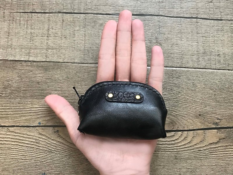 POPO│墨竹│ palm. Lightweight small purse │ real leather - Keychains - Genuine Leather Black