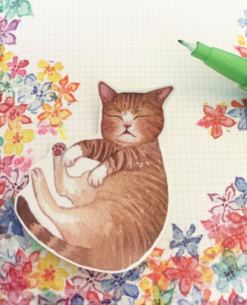 怠惰な猫リラックスした簡単な生活猫のステッカー - シール - 紙 