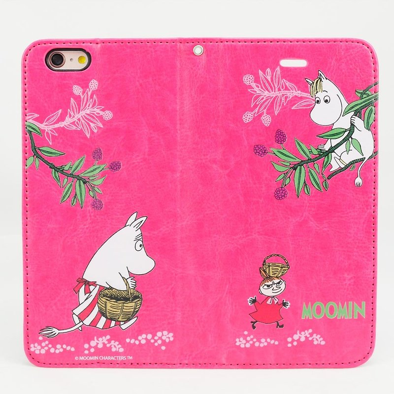 Moomin 噜噜 米 Genuine Authorization-Magnetic Phone Holster [Picking Fruit Fun] - Phone Cases - Genuine Leather Pink