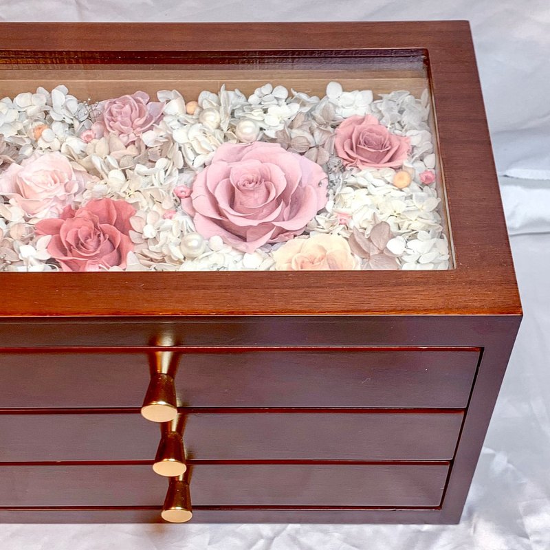 永生花收納盒 胡桃木色 永生古典玫瑰 - 擺飾/家飾品 - 木頭 