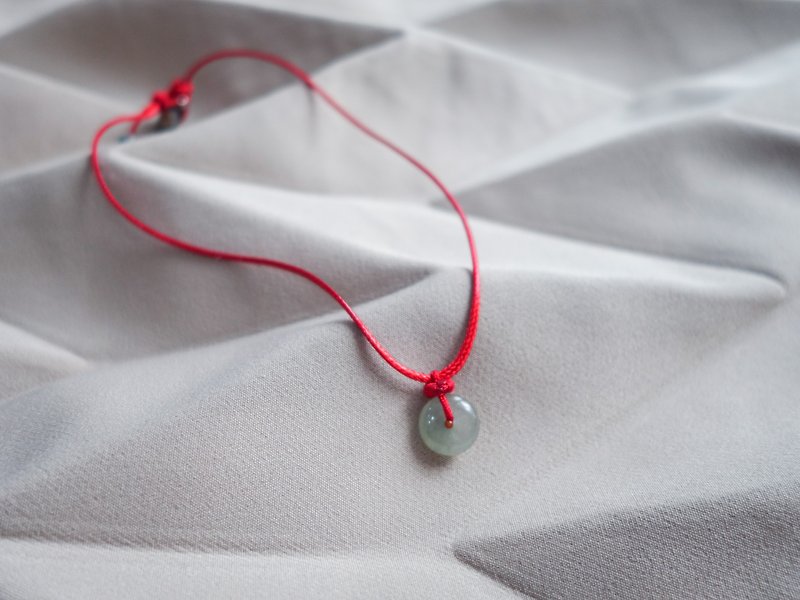 Children's safety buckle natural jade rope necklace, Burmese jade, natural stone - Necklaces - Jade 