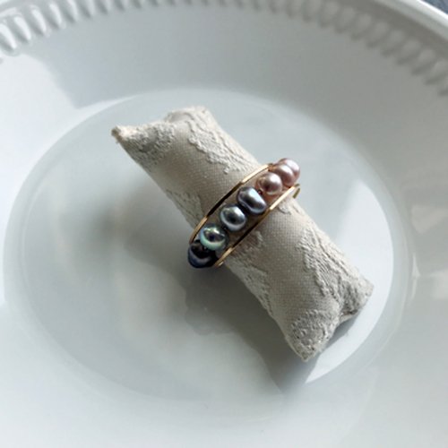 shiam-jewelry リング・淡水パールと14KGFのレアなグラデーションリング・LunaR01