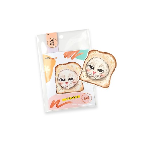 chapeach Cat in Bread - Sticker Di-cut Water color Painting Print on PCV Waterproof