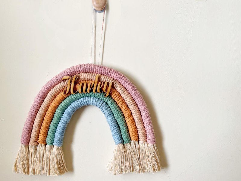 (Customized) Handmade Macrame Rainbow with customized words - Items for Display - Cotton & Hemp Multicolor