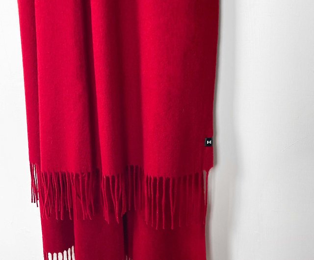 Wool Art Oversized Scarf 6”x100” (15x250 cm) / Wine Red