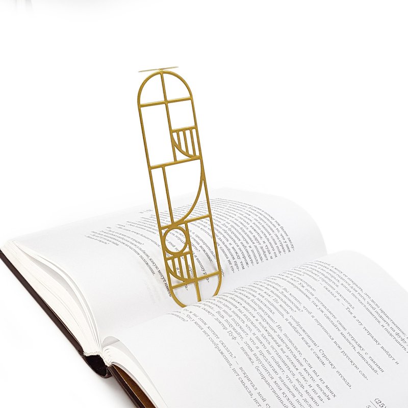 Unique bookmark // Bauhaus geometry inspired // Free shipping worldwide - 書籤 - 其他金屬 金色