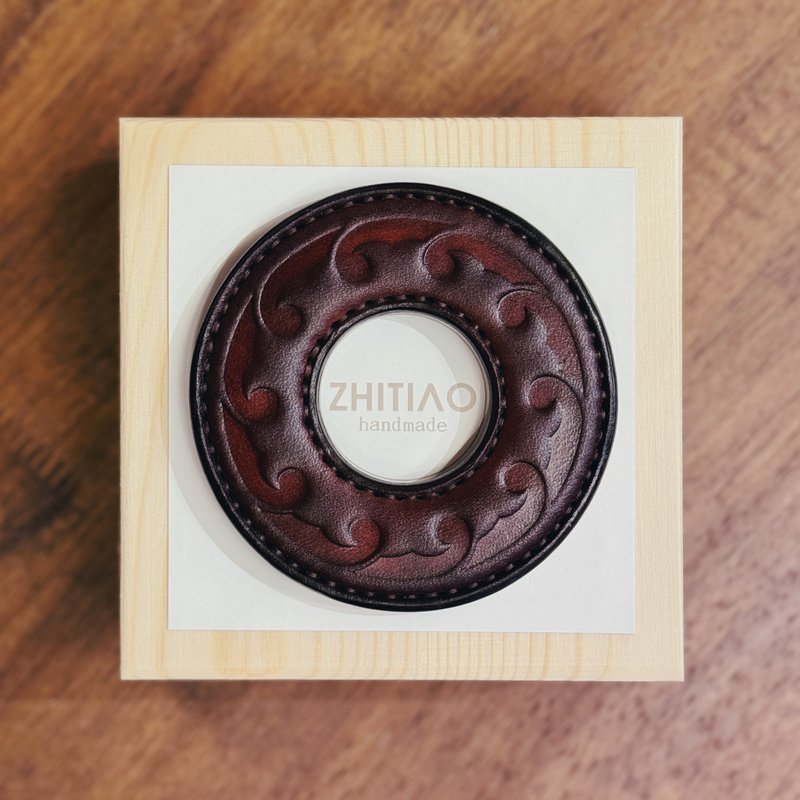 原創手工製作牛皮劍道刀鐔 生生流転 咖啡色 劍鍔 Tsuba - 運動配件 - 真皮 咖啡色