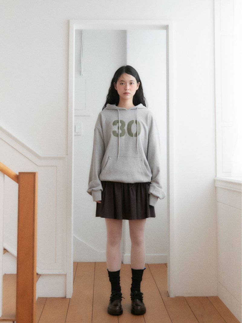UNISEX 30 STRIPE HOODIE (GREY) - 帽T/大學T - 棉．麻 灰色