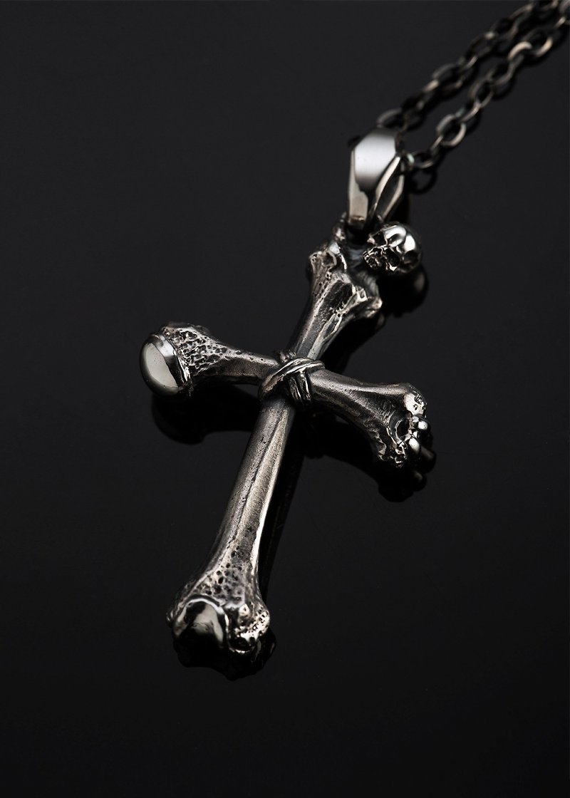 Cross Bone Skull Cross Bone Skull Necklace | Standard Collection - สร้อยคอ - เงินแท้ สีเงิน
