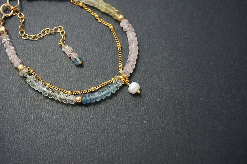 Arctic colorful best Morgan stone American 14K gold bracelet light jewelry - สร้อยข้อมือ - เครื่องประดับ 