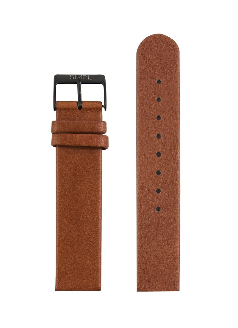 Simpl Watch - Tan Straps / Black Buckle 16mm / 20 mm - Watchbands - Genuine Leather Orange