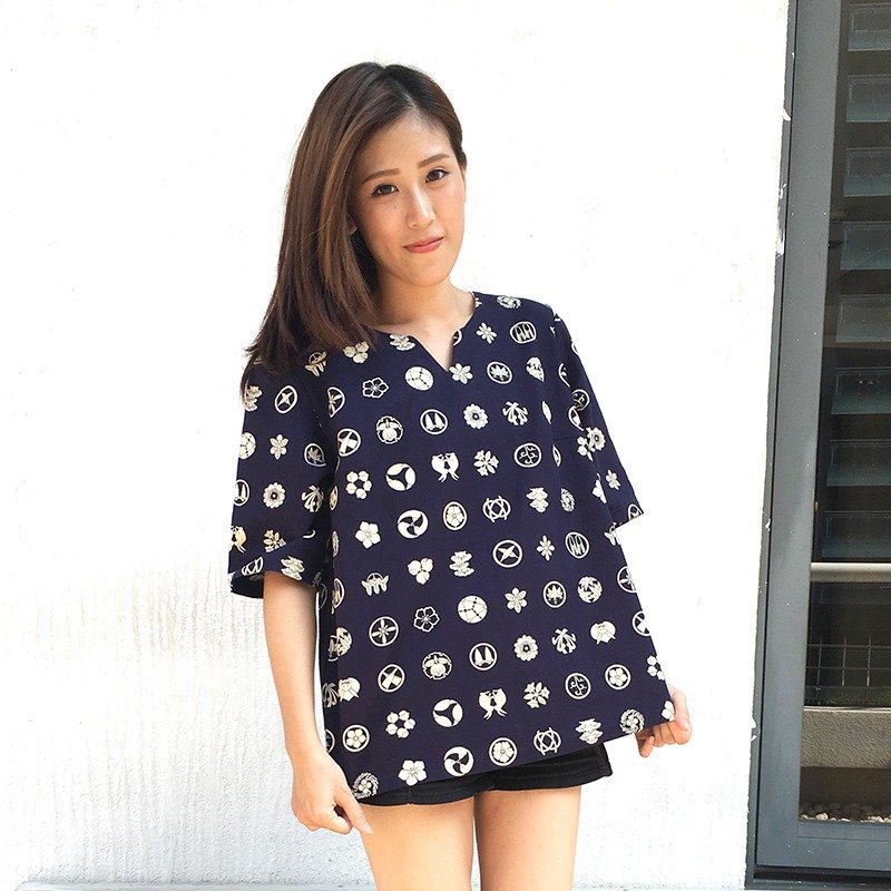 【Anna Nina】寵物親子裝紳藍徽紋家長服 - 寵物衣服 - 棉．麻 