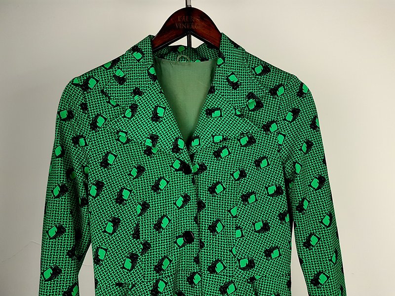 Gecko GeGe - Japan - handbag pattern coat vintage dress - One Piece Dresses - Polyester 