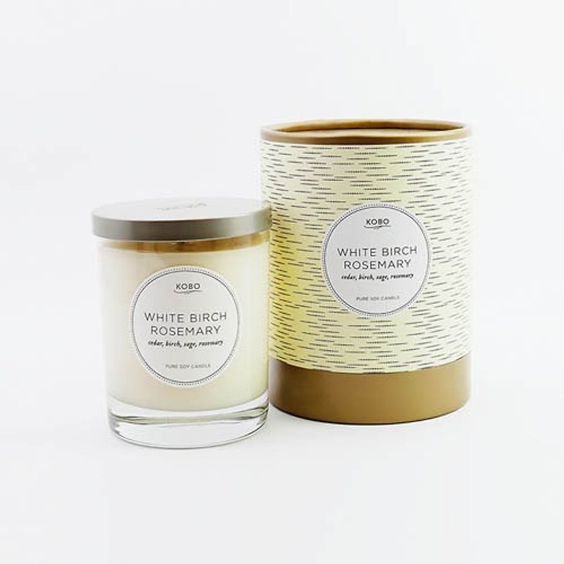 【KOBO】American Soybean Essential Oil Candle-Rosemary Birch (330g/Can burn 80hr) - เทียน/เชิงเทียน - ขี้ผึ้ง 