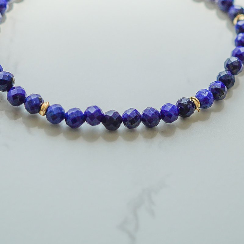 Faceted Lapis Lazuli 925 Sterling Silver Bracelet - สร้อยข้อมือ - คริสตัล 