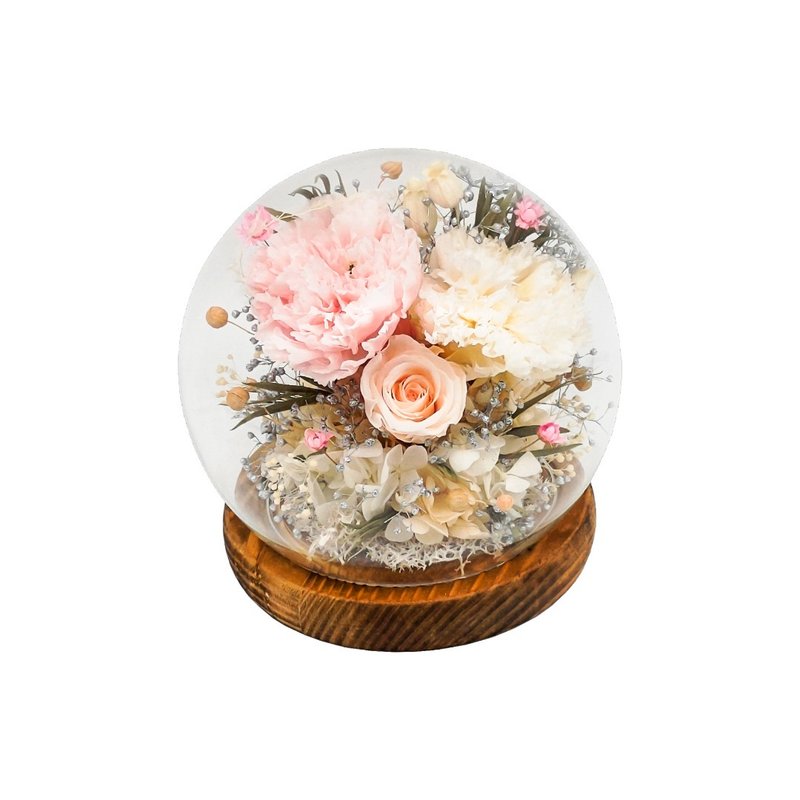 Crystal Glass Sphere Decoration - Champagne Pink - Dried Flowers & Bouquets - Plants & Flowers Orange