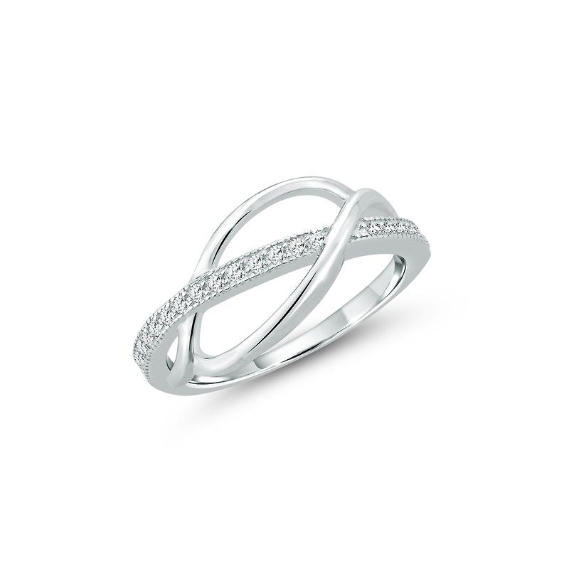 【Gift box】 925 Sterling Silver CZ Diamond Ring - 戒指 - 純銀 銀色
