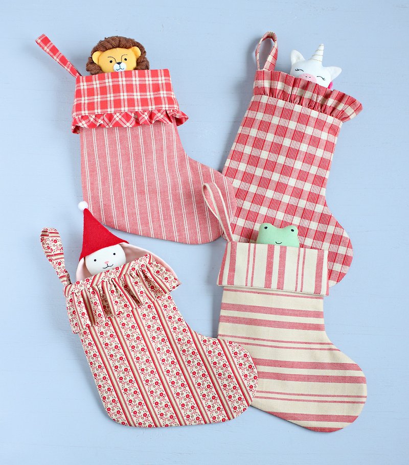 PDF Christmas Stockings Sewing Pattern, 4 Styles / 2 Sizes (Mini and Large) - คอร์สงานฝีมือ/หนังสือคู่มือ - วัสดุอื่นๆ 