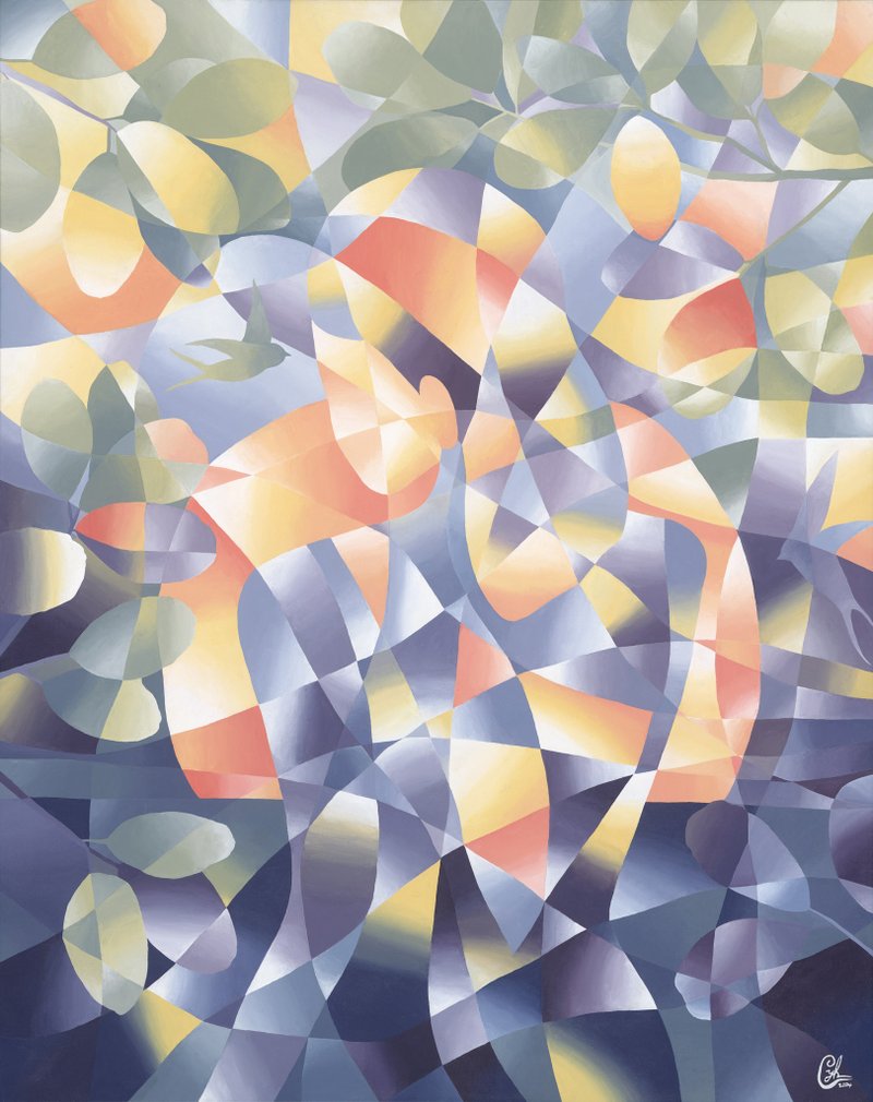 女性抽象 日落幸光  Abstract Painting Sunset Radiant Bliss - 似顏繪/客製畫 - 棉．麻 多色