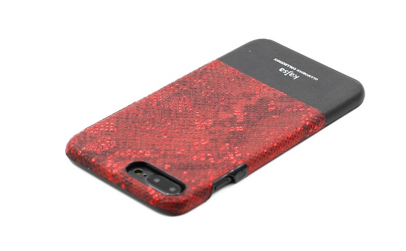 真皮 手機殼/手機套 紅色 - iPhone 7 / iPhone 7 plus 蛇紋系列單蓋手機保護殼（紅）