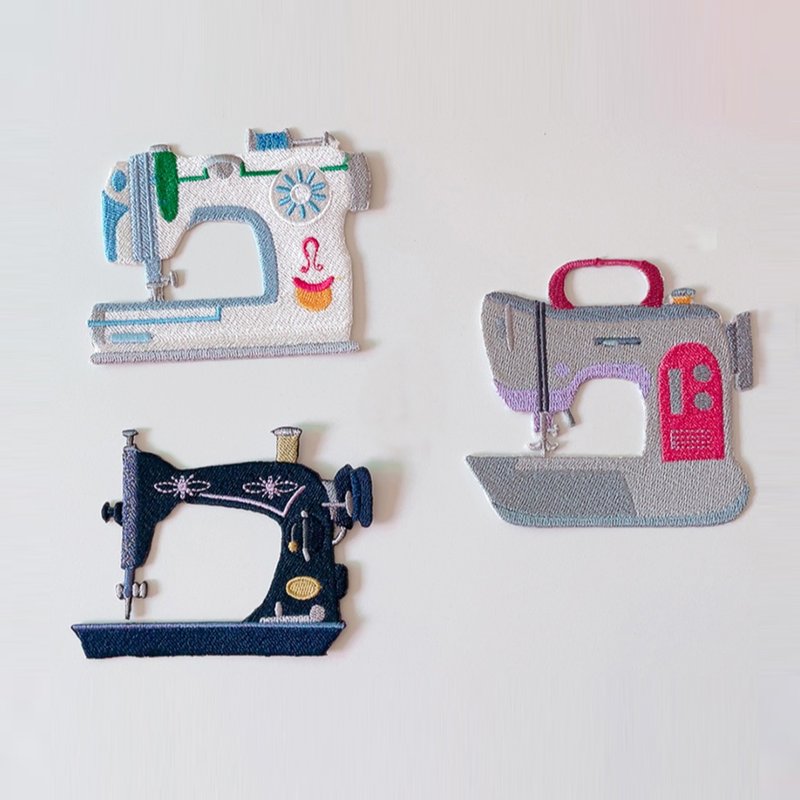 Sewing Machine Iron-On Patch, Embroidered Applique,Sewing Machine - เข็มกลัด/พิน - งานปัก ขาว