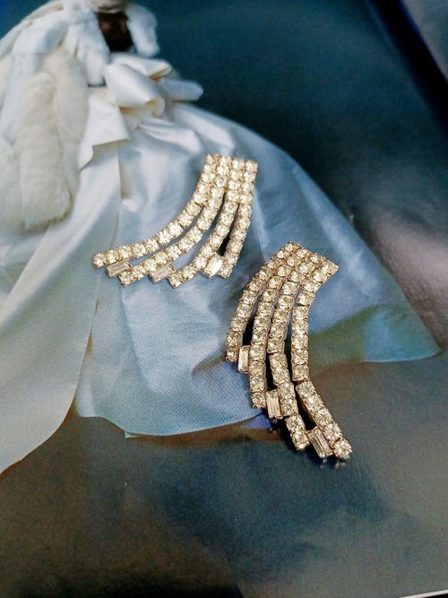 老時光製造所 vintage jewelry 華麗璀璨萊茵水鑽 針式耳環
