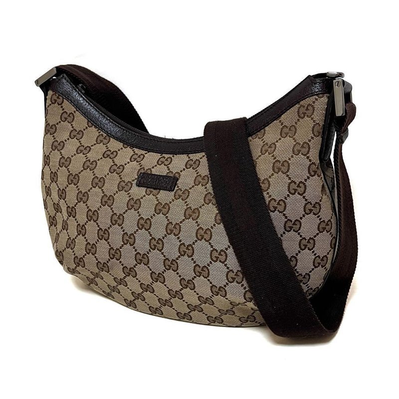 本物 GUCCI グッチ ショルダーバッグ GG キャンバス ベージュ ブラウン ハーフムーン 181092 中古 - 側背包/斜背包 - 其他材質 