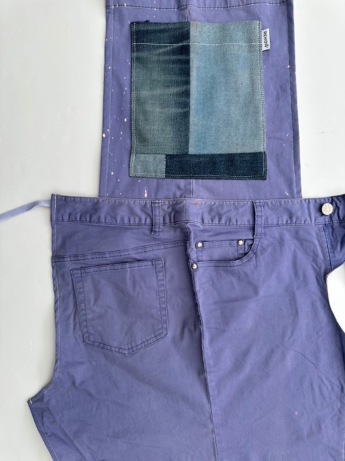 REHOW 【永續改造】REHOW設計師工作服/圍裙_REMAKE限量商品(紫+藍口袋)