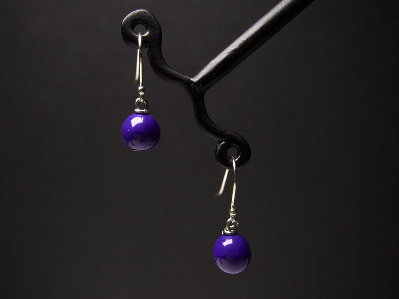 #GE375 Murano Glass Beads Earring - ต่างหู - แก้ว สีน้ำเงิน