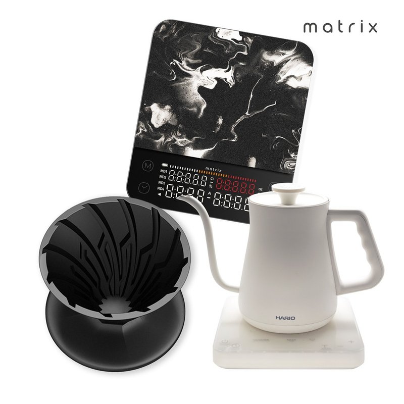 Matrix X HARIO M2 Pro 咖啡秤+ 阿爾法錐形凹肋陶瓷濾杯+溫控壺 - 咖啡壺/手沖壺 - 其他材質 