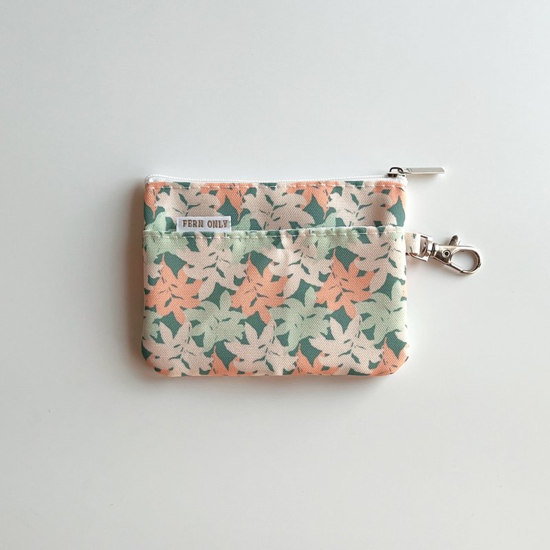 Fern Pattern Coin Purse 2.0 - Angiopteris somai Hayata - กระเป๋าใส่เหรียญ - ผ้าฝ้าย/ผ้าลินิน สีน้ำเงิน