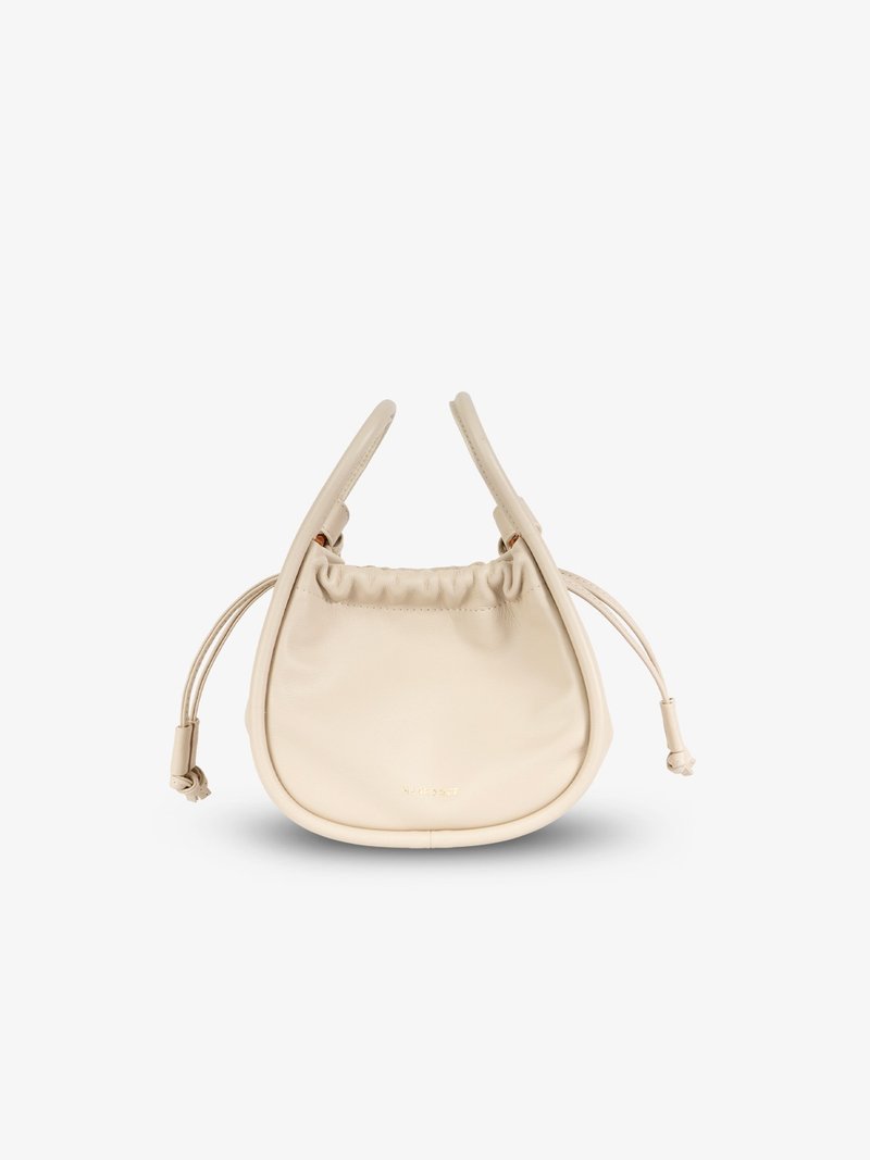 Balloon 20 smoke White Drawstring genuine leather crossbody bag. - Drawstring Bags - Genuine Leather Black