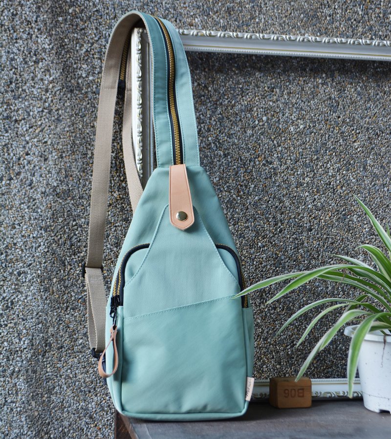 *Free custom engraving*Double-layer fashionable one-shoulder backpack-green - Backpacks - Other Materials 