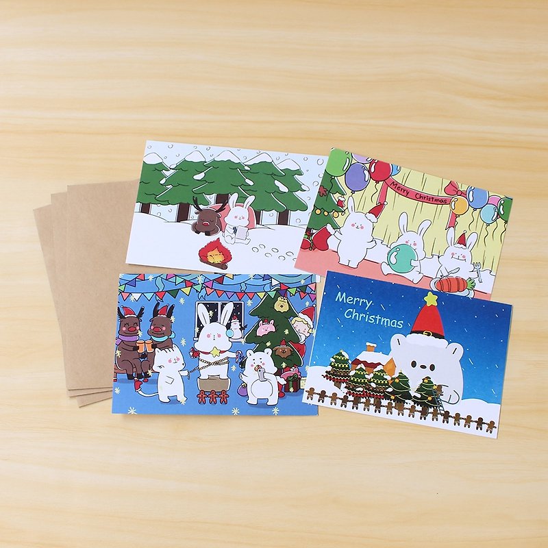 どんなに遠くてもあなたにポストカードを送らなければならないクリスマスポストカードx4 - カード・はがき - 紙 多色