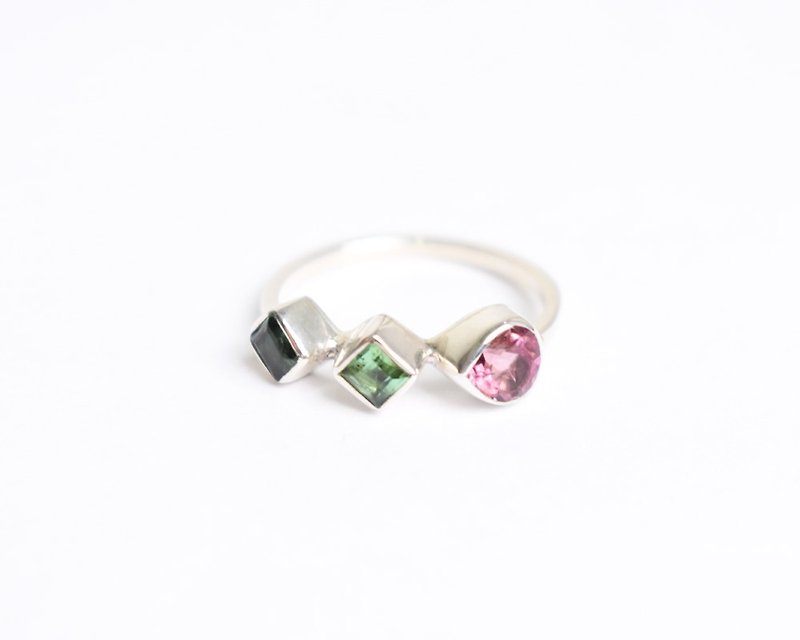 3 color tourmaline Silver ring Silver925 - General Rings - Sterling Silver Pink