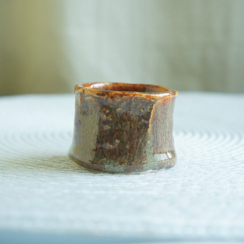Lovely日本瓷土【橘圓小盆、飾品皿、橘咖】 - 花瓶/花器 - 陶 橘色