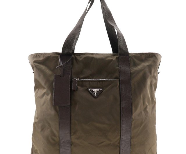 【美品】PRADA プラダ　ボストンバック　旅行用　ナイロン　カーキ　大容量 美品】PRADA プラダ ボストンバック 旅行用 ナイロン カーキ 大