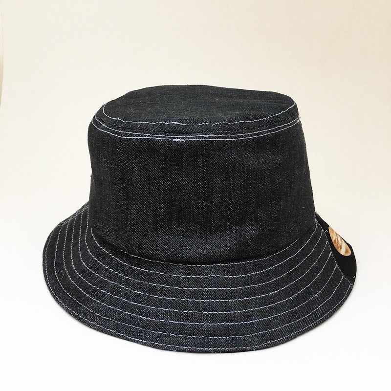 *今日は私のホームスポットライトの帽子/黒とグレーのデニムXウェザーステーション* - 帽子 - コットン・麻 ブラック